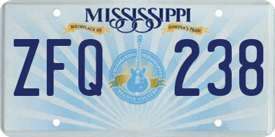 MS license plate ZFQ238