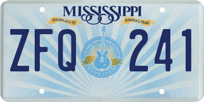 MS license plate ZFQ241