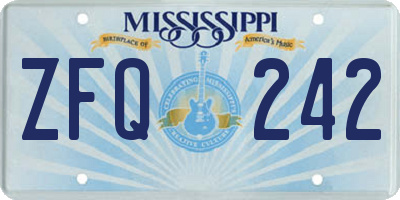 MS license plate ZFQ242