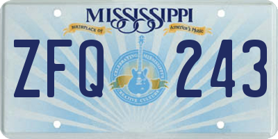 MS license plate ZFQ243