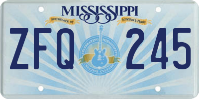 MS license plate ZFQ245