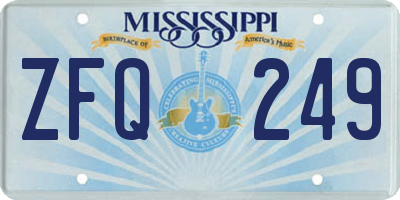 MS license plate ZFQ249