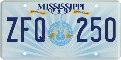 MS license plate ZFQ250