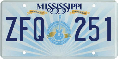 MS license plate ZFQ251