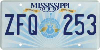 MS license plate ZFQ253