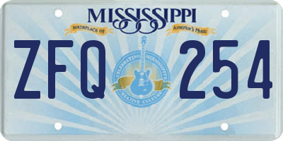 MS license plate ZFQ254