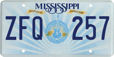 MS license plate ZFQ257