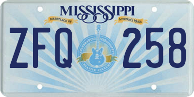 MS license plate ZFQ258