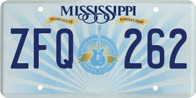 MS license plate ZFQ262