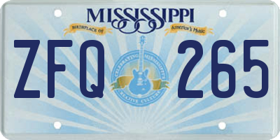 MS license plate ZFQ265