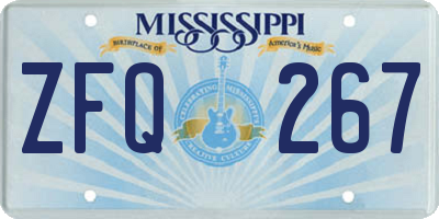 MS license plate ZFQ267