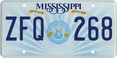 MS license plate ZFQ268