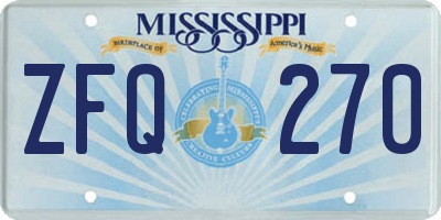 MS license plate ZFQ270