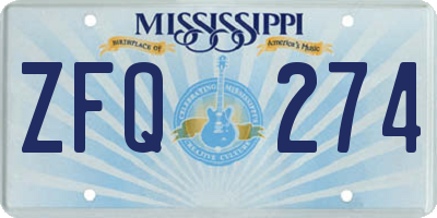 MS license plate ZFQ274
