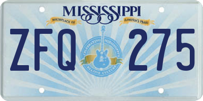 MS license plate ZFQ275