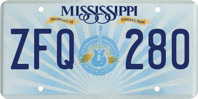 MS license plate ZFQ280