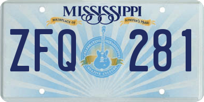 MS license plate ZFQ281