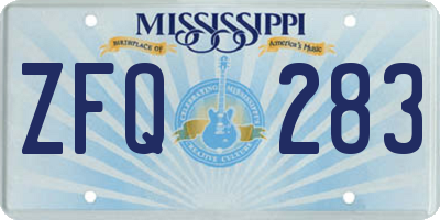MS license plate ZFQ283