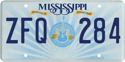 MS license plate ZFQ284