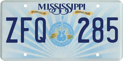 MS license plate ZFQ285