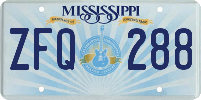 MS license plate ZFQ288