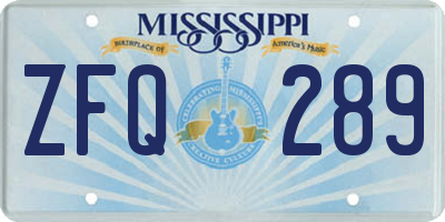 MS license plate ZFQ289