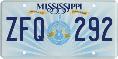 MS license plate ZFQ292