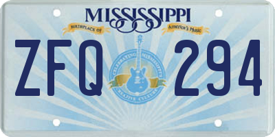 MS license plate ZFQ294