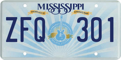 MS license plate ZFQ301