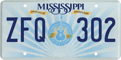 MS license plate ZFQ302