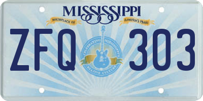 MS license plate ZFQ303