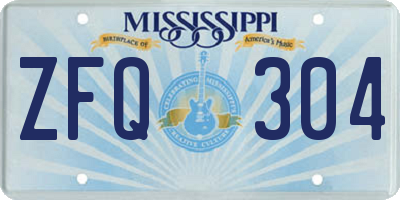 MS license plate ZFQ304