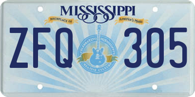 MS license plate ZFQ305