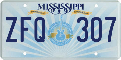 MS license plate ZFQ307