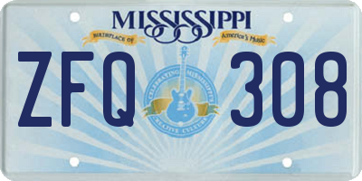 MS license plate ZFQ308