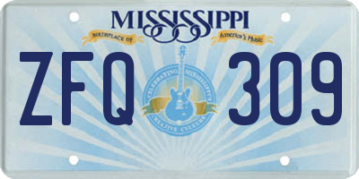 MS license plate ZFQ309