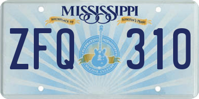 MS license plate ZFQ310