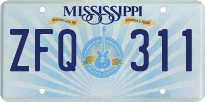 MS license plate ZFQ311