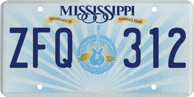 MS license plate ZFQ312