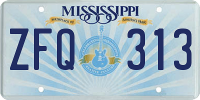 MS license plate ZFQ313