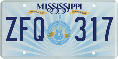 MS license plate ZFQ317