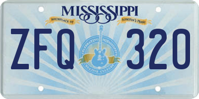 MS license plate ZFQ320
