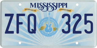 MS license plate ZFQ325