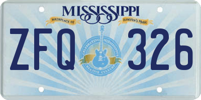 MS license plate ZFQ326