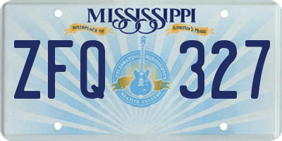 MS license plate ZFQ327