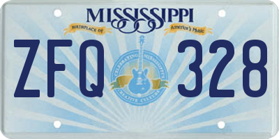 MS license plate ZFQ328
