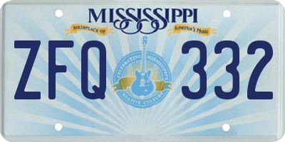 MS license plate ZFQ332