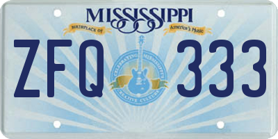 MS license plate ZFQ333