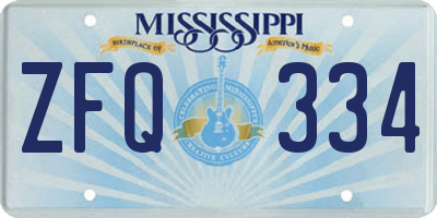 MS license plate ZFQ334