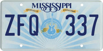 MS license plate ZFQ337